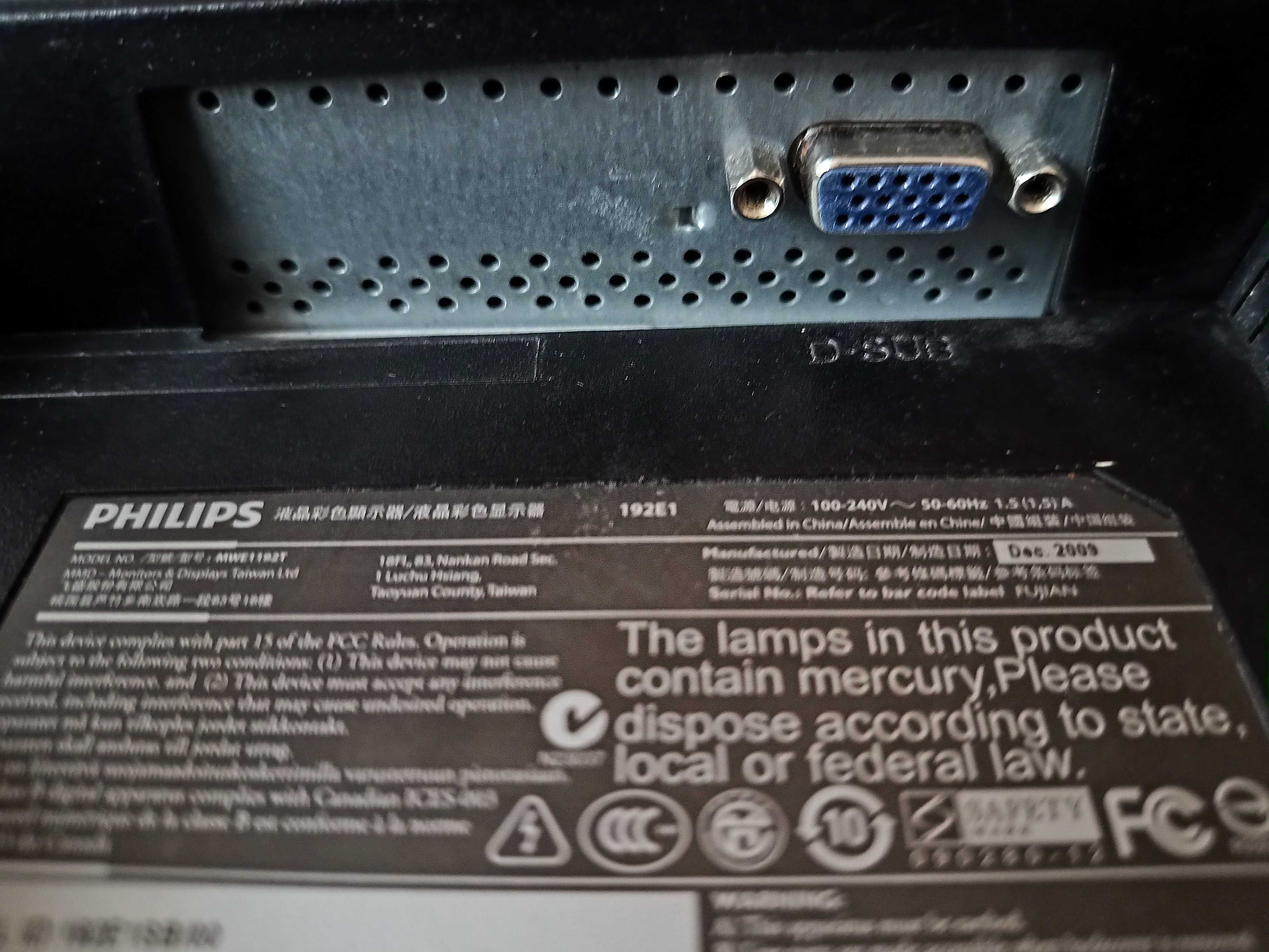 Monitor PHILIPS 192E1, 18,5 cala (47 cm) . Stan dobry