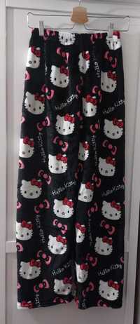 Hello Kitty spodnie piżamowe dresowe czarne i różowe nowe rozmiar S
