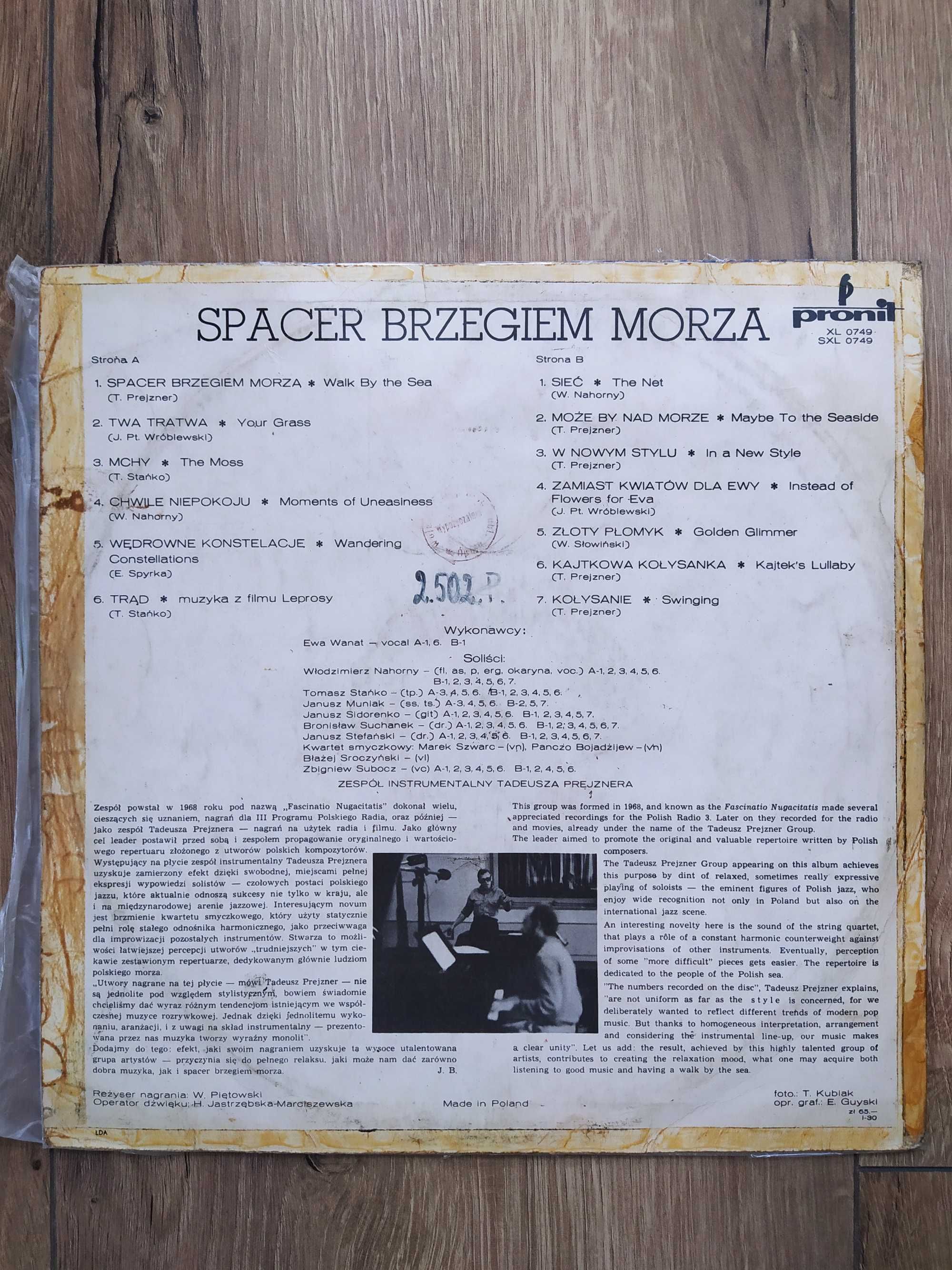 Spacer brzegiem morza - Tadeusz Prejzner - winyl