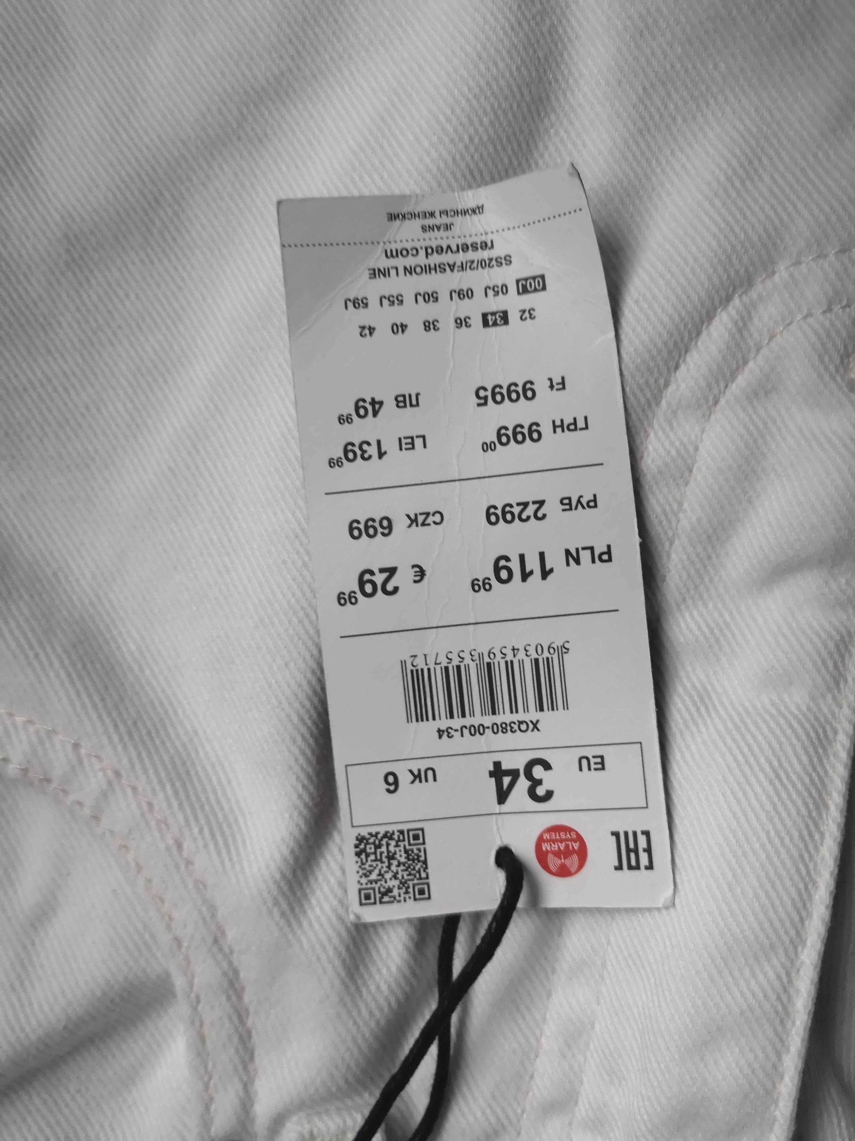 Spodnie jeansowe białe Mom Reserved r. 34