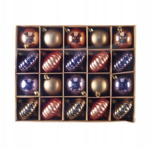 Zestaw bombek LIVARNO 20 szt. złoto miedź fiolet | Dekoracja choinkowa