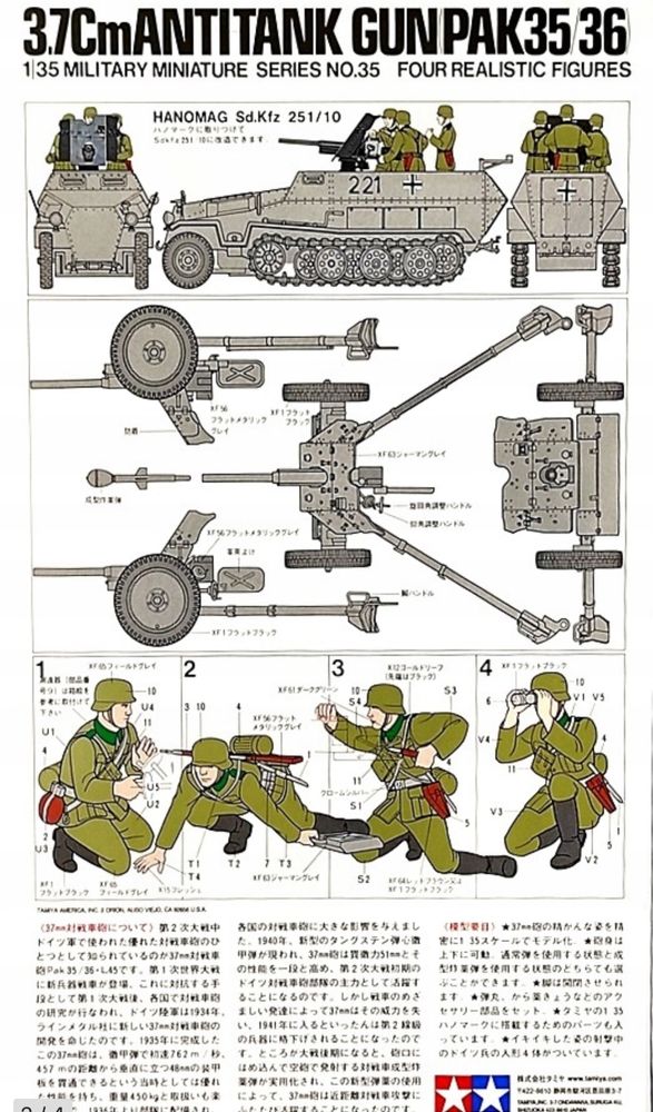 Model do sklejania Tamiya 35035 Działo Pak37 figurki
