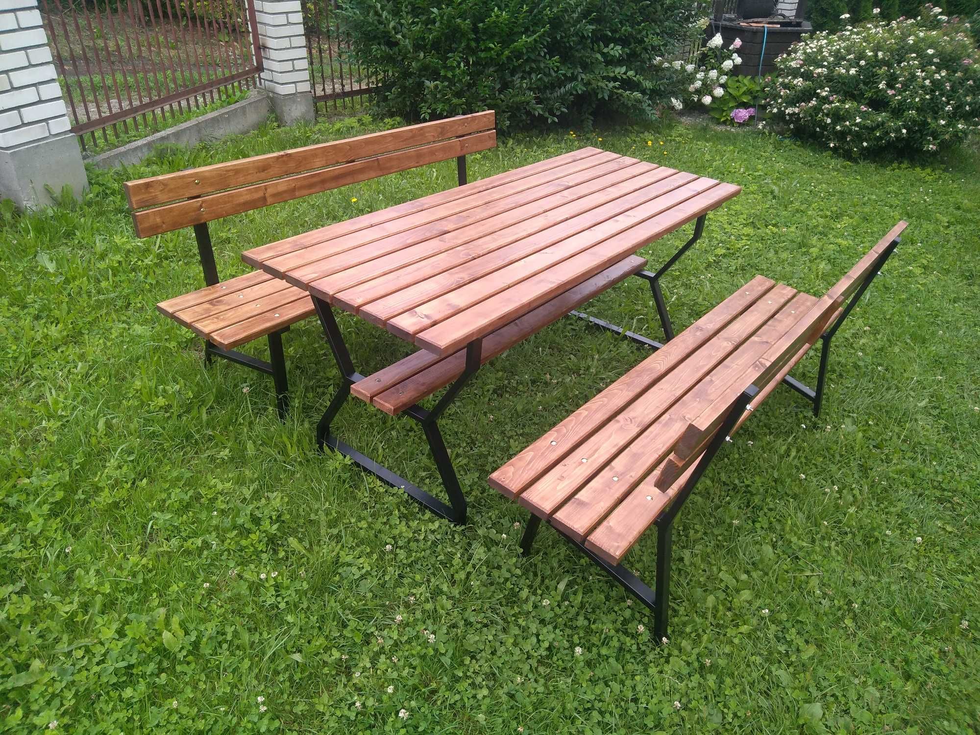 Meble ogrodowe zestaw loft stół + 2 ławki