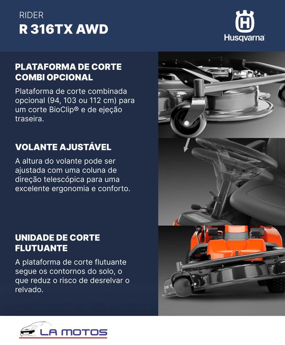 Rider corta relvas R316TX AWD