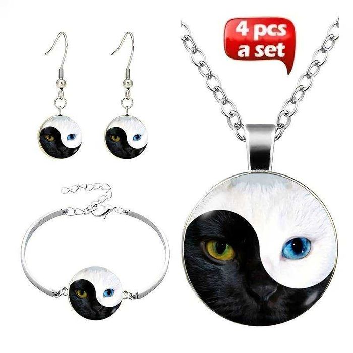Kocie oczy - zestaw biżuterii, breloczek