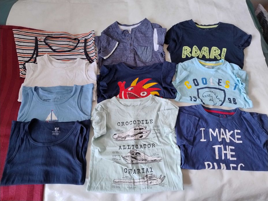 SUPER CENA Mix ubrań 21 szt T-shirt koszulka bluzka majtki 110/116-122