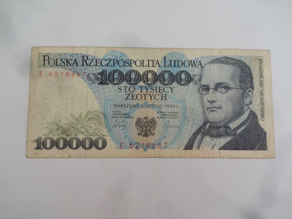 Banknot PRL 100000 zl rok 1990 stan jak na fotki oryginal