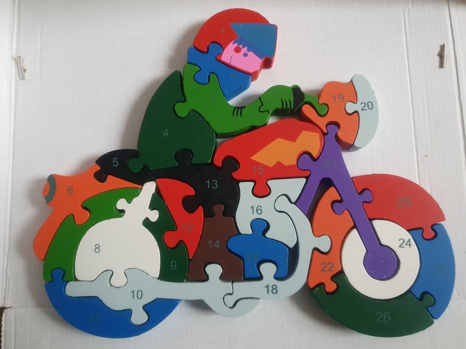 Zabawka edukacyjna drewniany puzzle ABC liczby Motor
