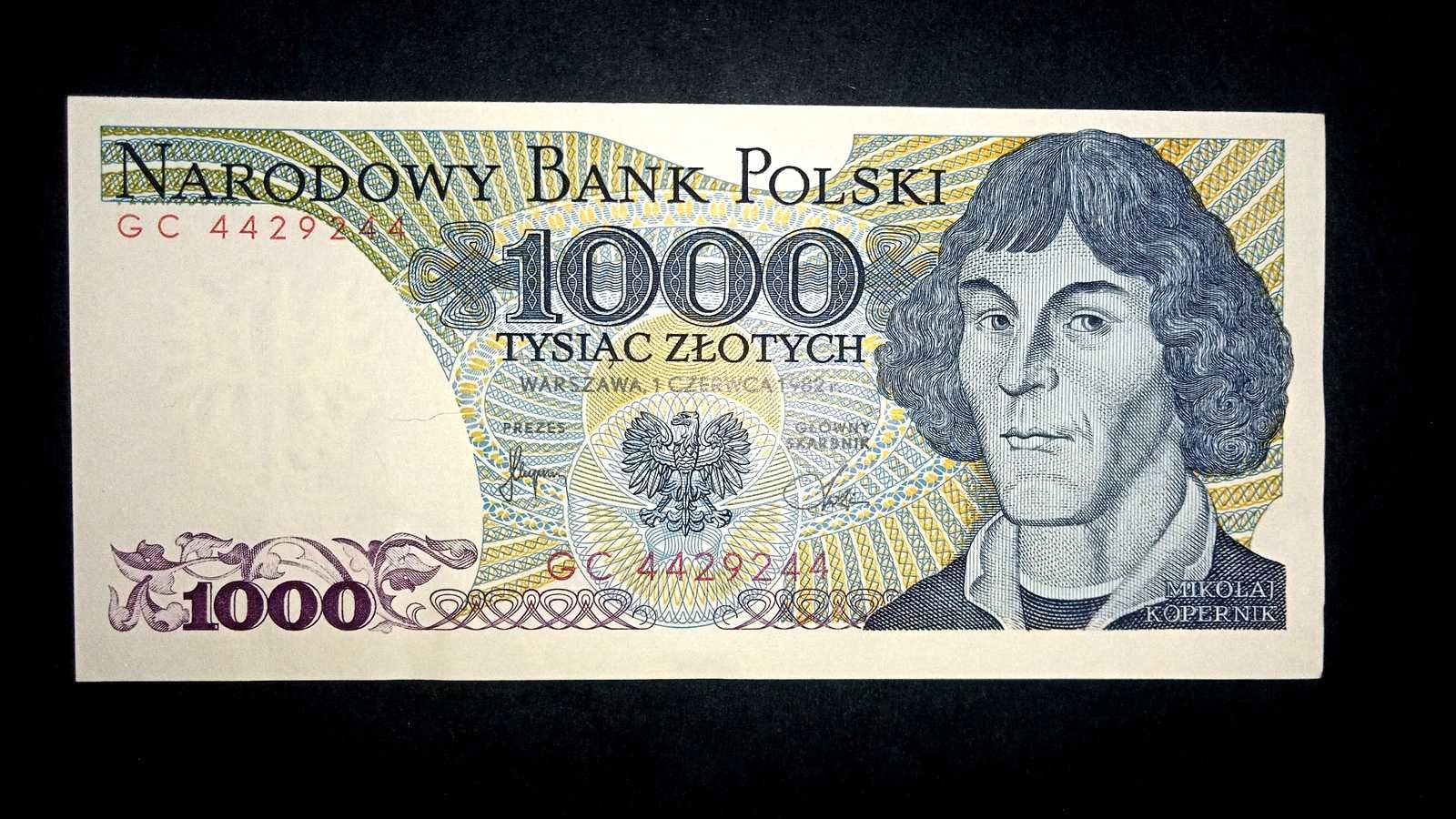 Banknot PRL 1000 zł 1982  GC  RADAR  UNC-