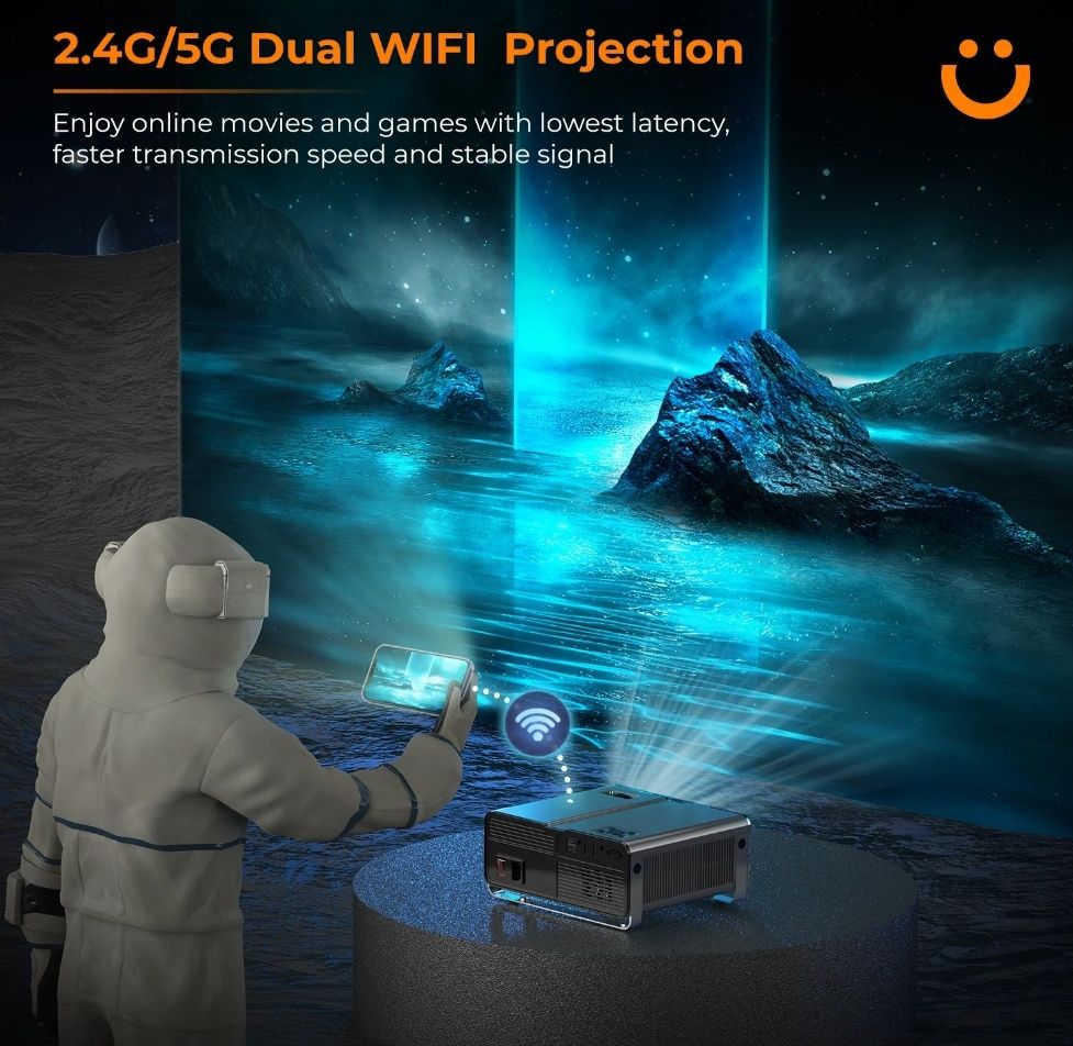 Projector 9500 lumens + WiFi + Bluetooth + keystone 4D + Nativa 1080P