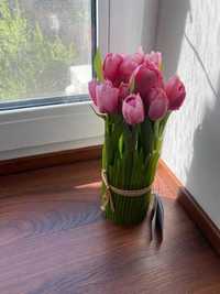 Штучні квіти рожеві тюльпани букет Декоративна рослина 25х10см Sinsay