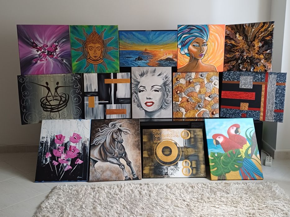 Telas pintadas á mão em acrílico