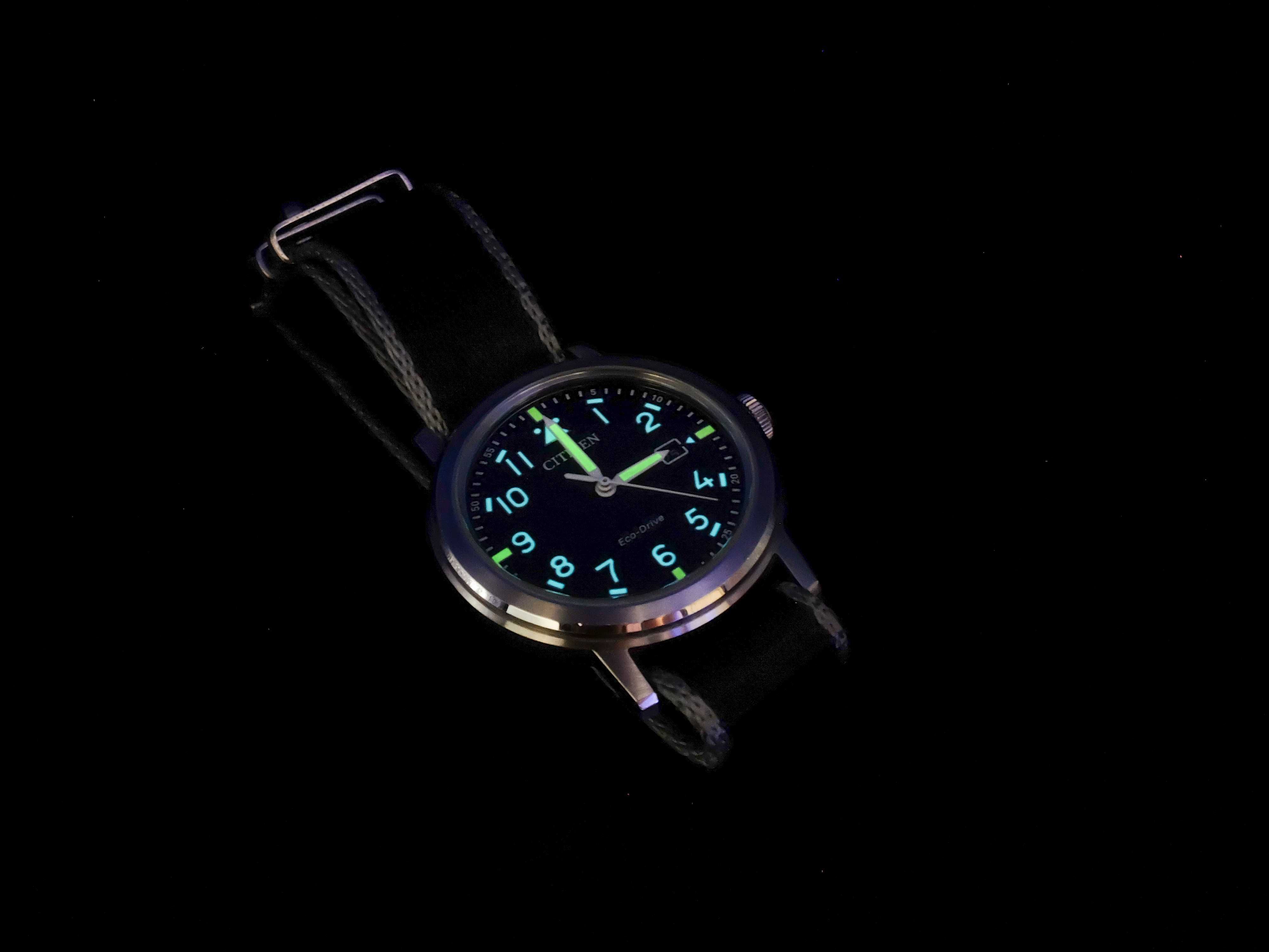 Citizen Military Black Dial NATO Strap Eco-Drive AW1620-21E 100m