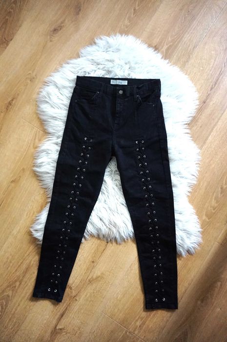 Topshop Jamie czarne spodnie rurki rock goth punk dark W30 L30