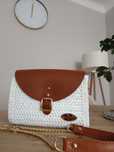 Torebka szydełkowa crochet bag skórzana handmade na lato