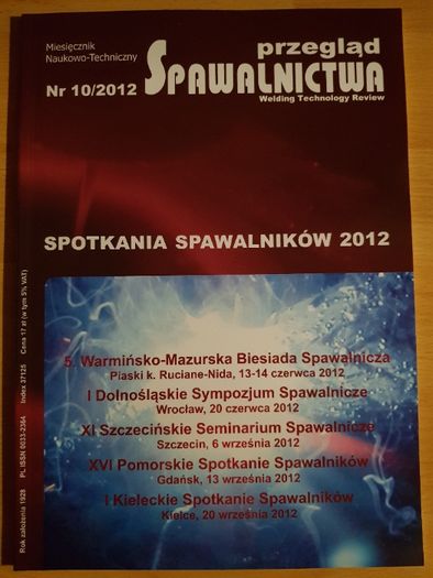 Miesięcznik Przegląd Spawalnictwa 10/2012