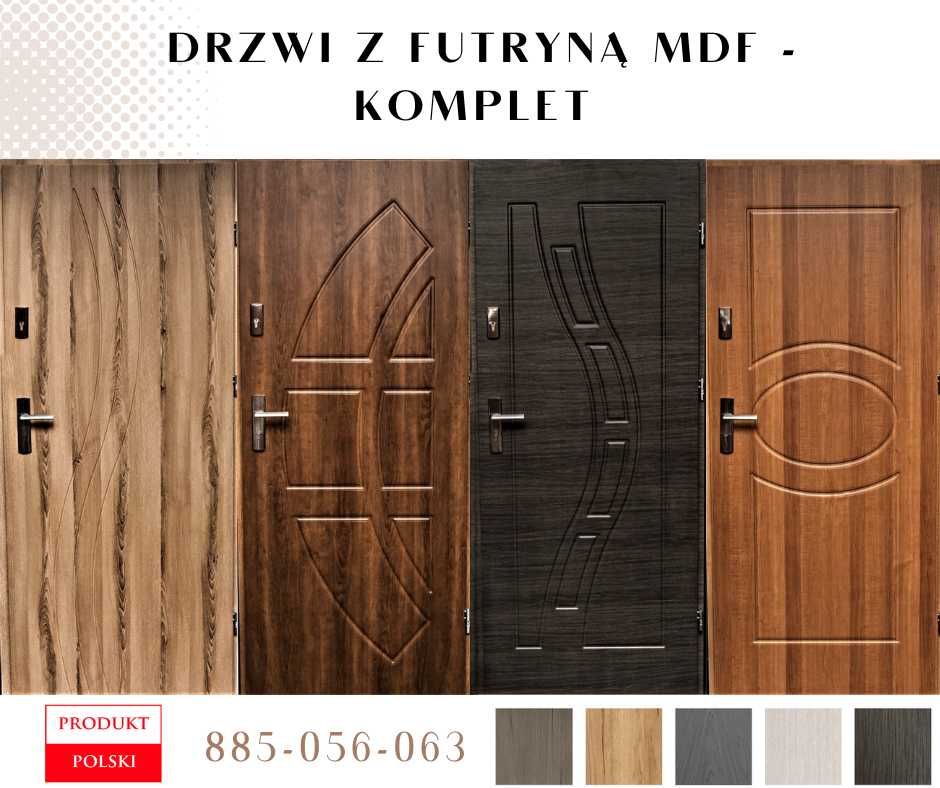 Wejściowe drzwi do bloku z futryną MDF - komplet z montażem