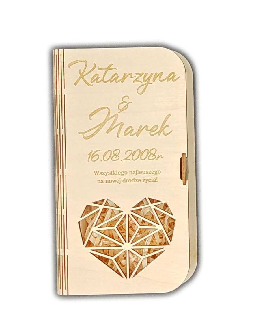 Zestaw skrzynka na wino + pudełko na gotówkę prezent ślubny GRAWER