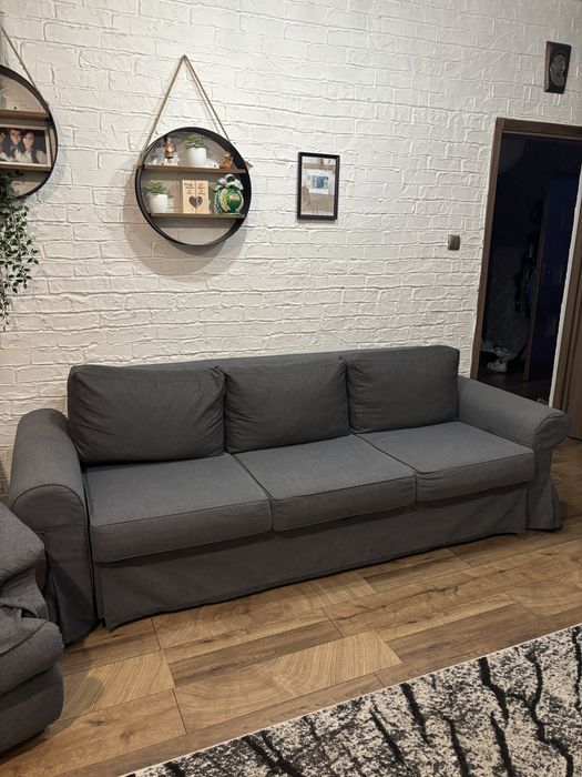 Szara kanapa rozkladana 3 osobowa