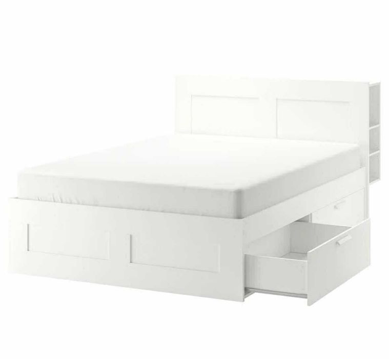 Łóżko białe 140x200 z szufladami