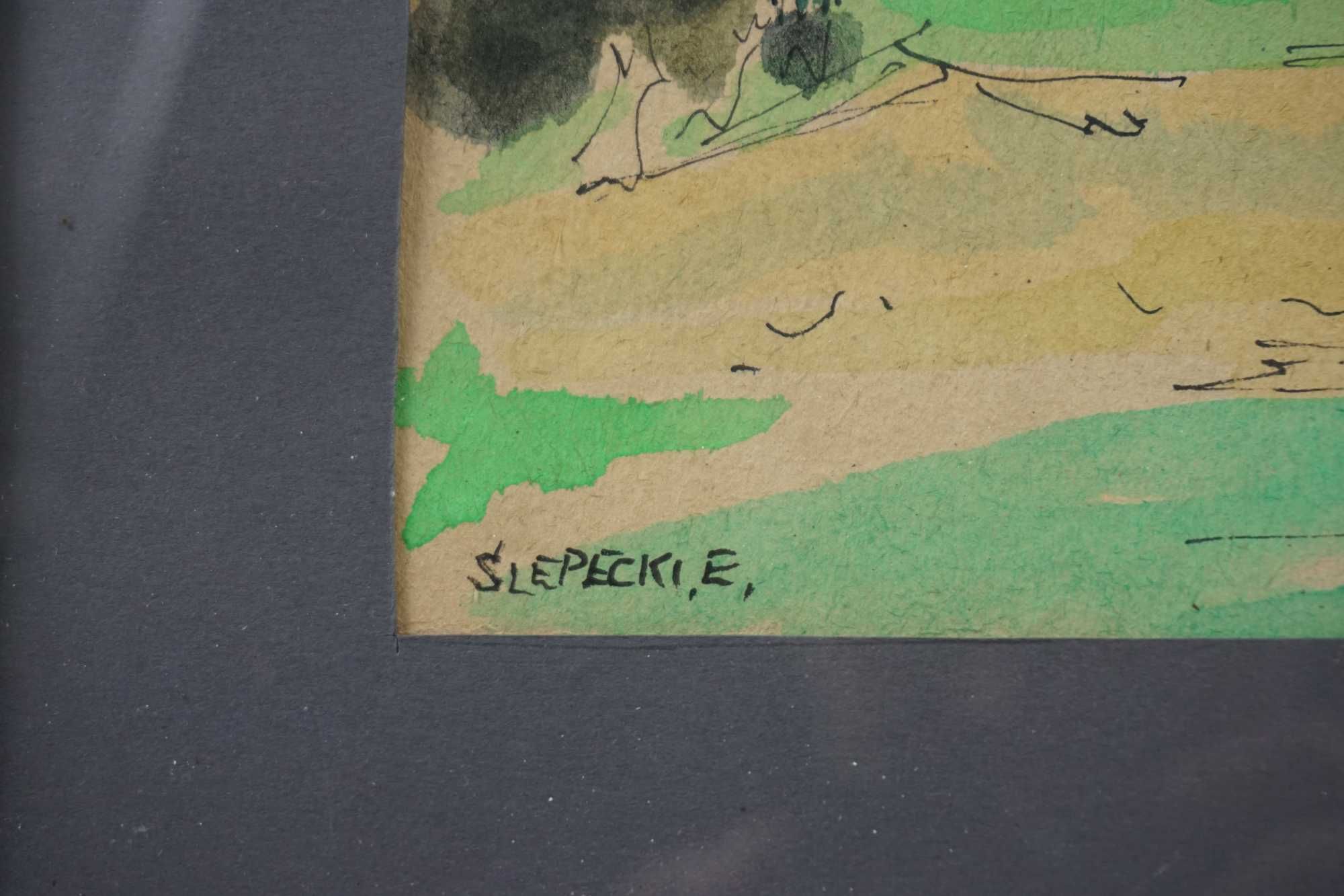 Akwarela Tatry Jaszczurówka kaplica Ślepecki E. obraz grafika