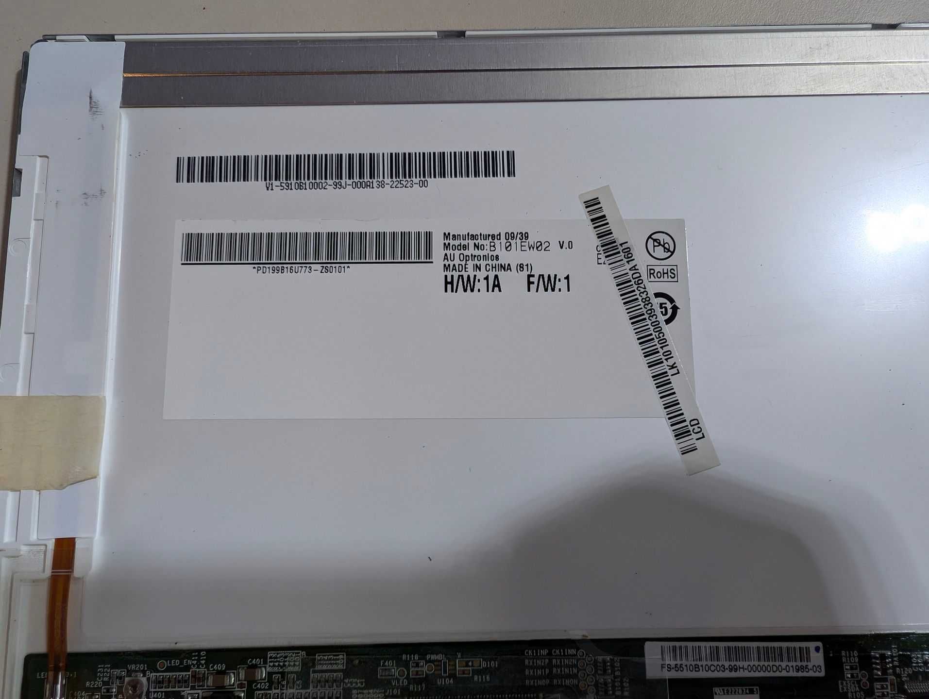 Ecrã LCD, B101EW02 V.1 V.0, 1280x720