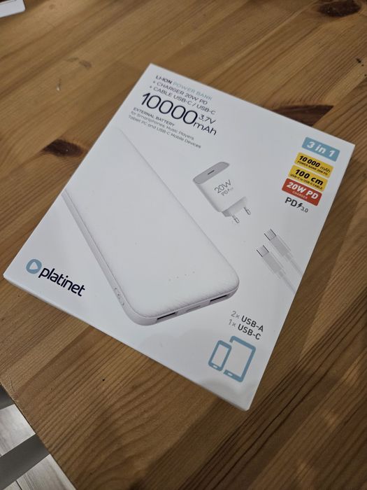Nowy Powerbank PD 3.0 10000mAh + ładowarka PD 20W + kabel USB C