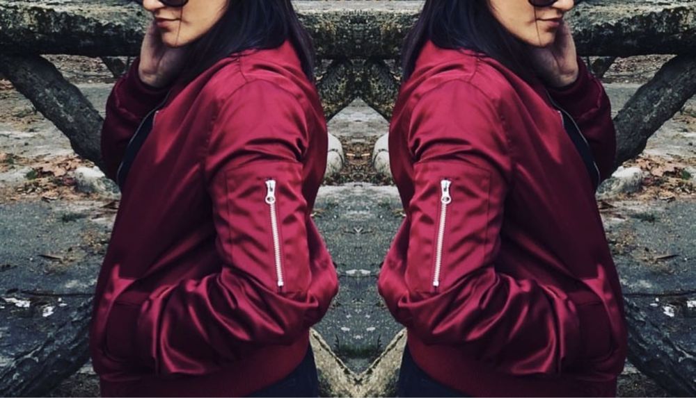 Bomber Jacket cor de vinho