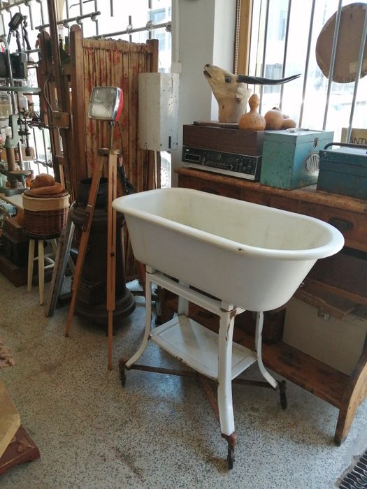 Banheira criança esmalte e esquentador antigo