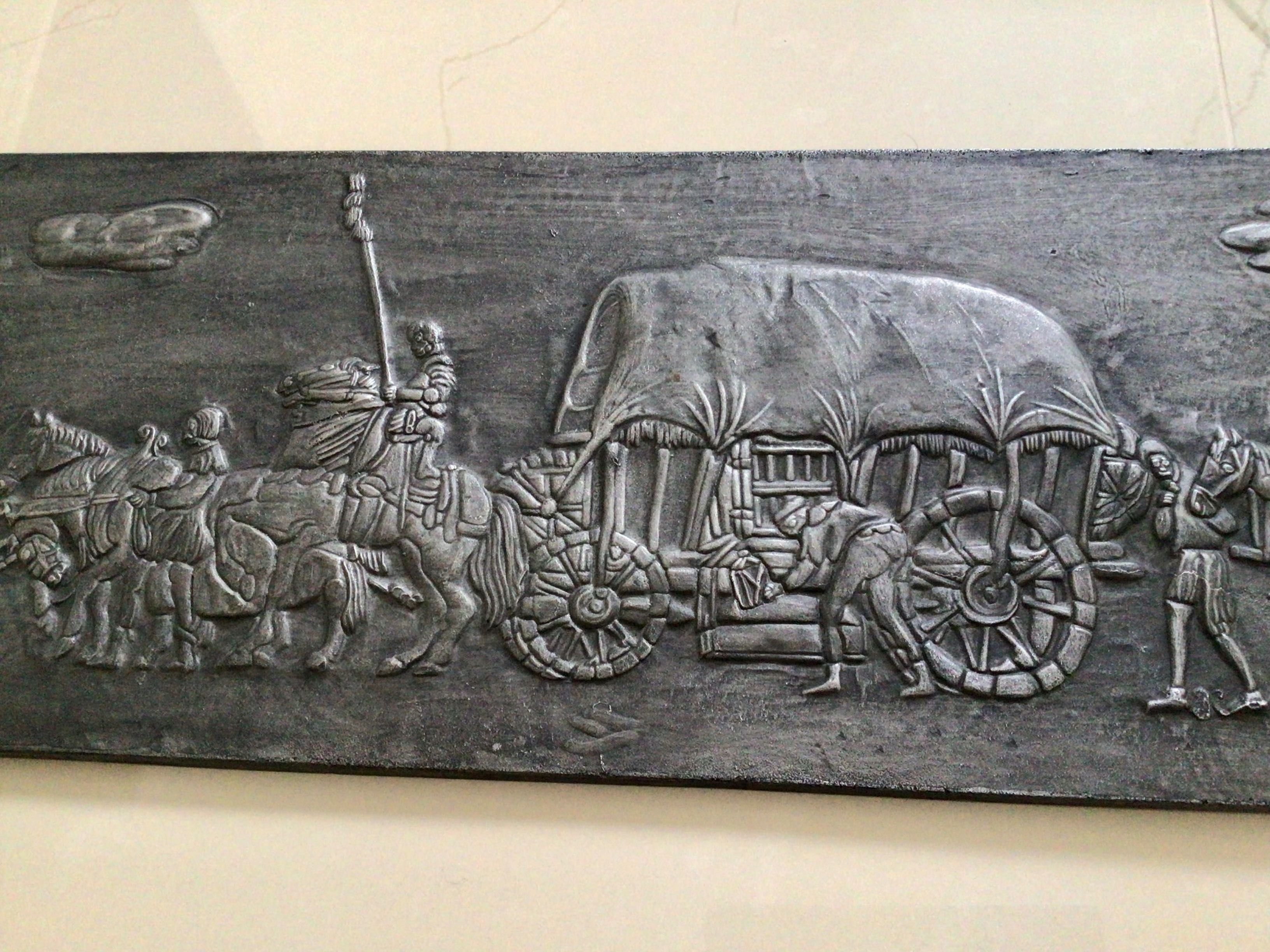 Stary obraz relief ścienny dekoracyjny z odlewanego metalu Dekoracja