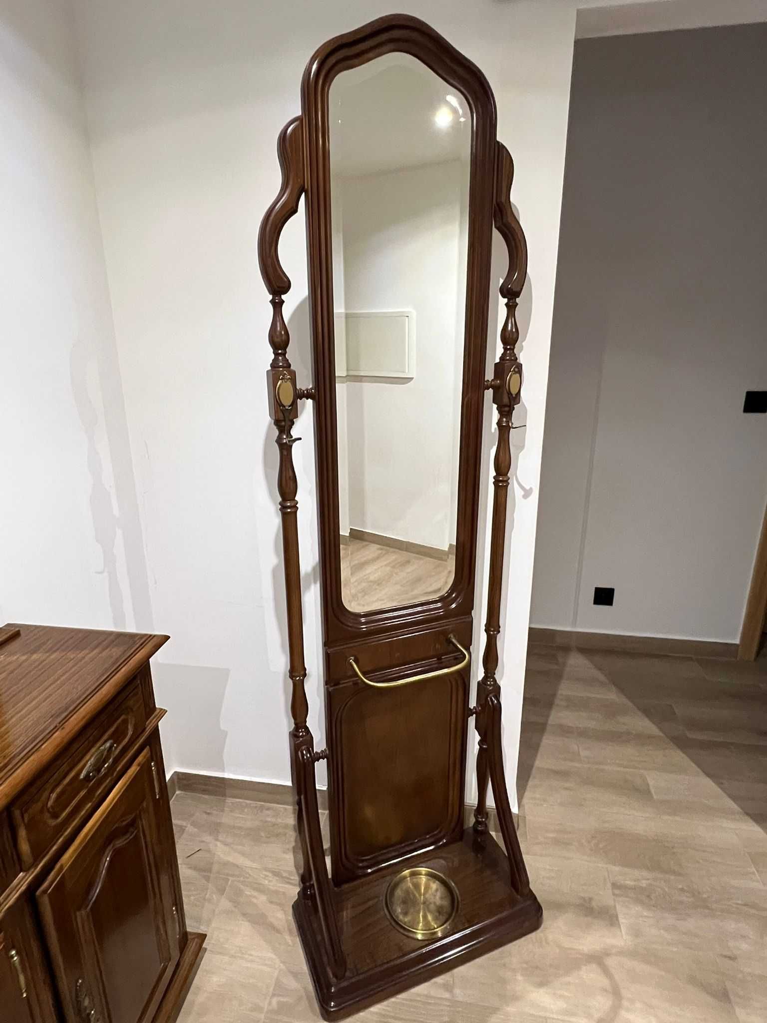 Espelho de pé com suporte guarda chuva e bengaleiro