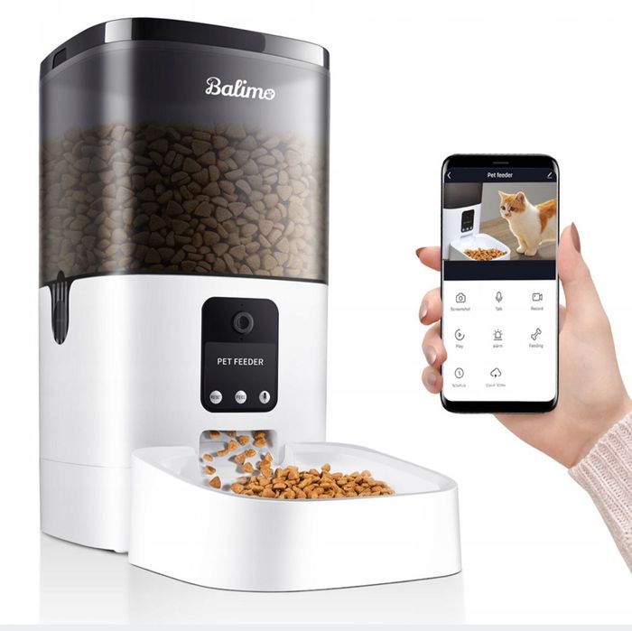 Automatyczny podajnik dozownik karmy dla psa lub kota 4L z kamerą