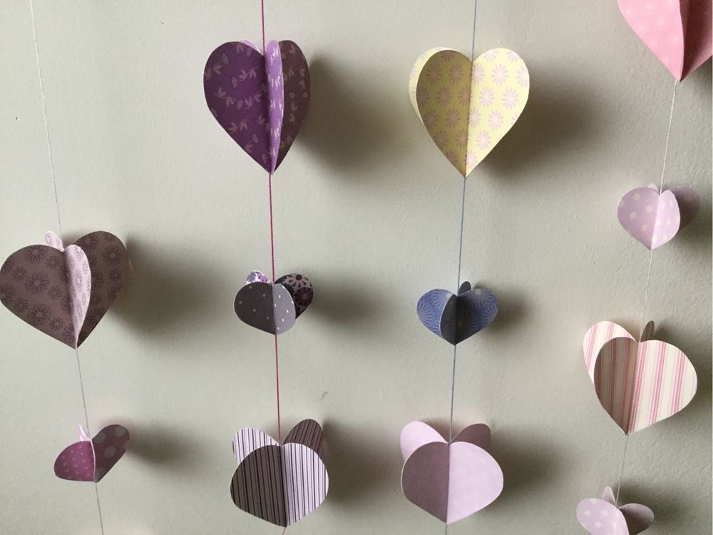 Girlandy pionowe serca 3D sesje urodziny wesele 8 szt Wielkanoc