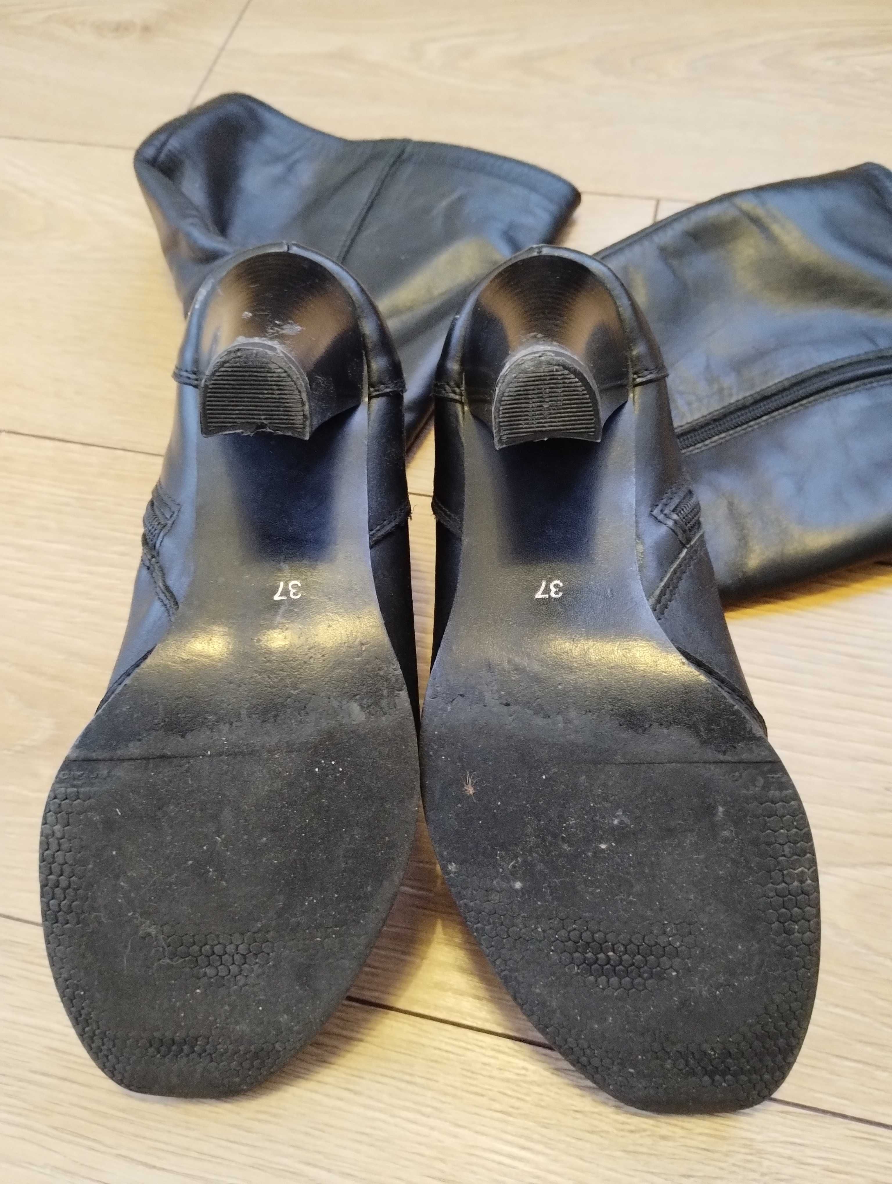 Czarne buty damskie kozaki 37 skórzane zakład rzemieślniczy