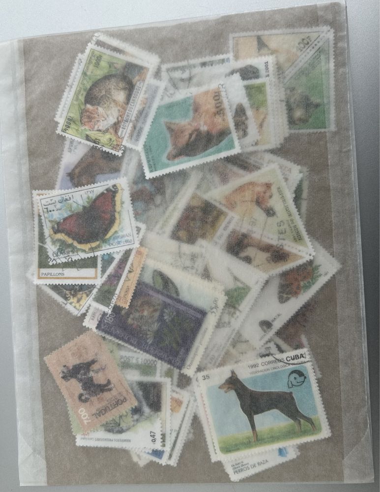 Selos-127 selos de gatos, cães, cavalos e borboletas