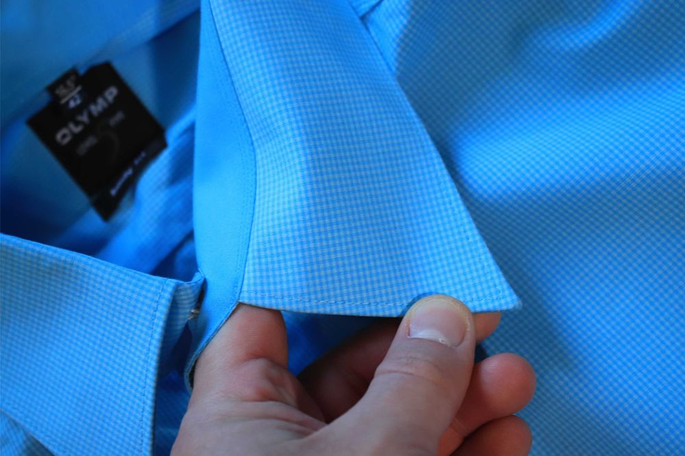 Koszula Olymp r. 42 męska nieb dł rękaw w kratkę bawełna