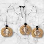 Lampa sufitowa wisząca loft pająk z kloszami drewno kula lux