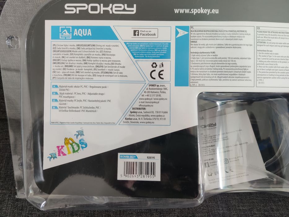 Zestaw do nurkowania SPOKEY Bombi Boy Junior, fabrycznie nowy