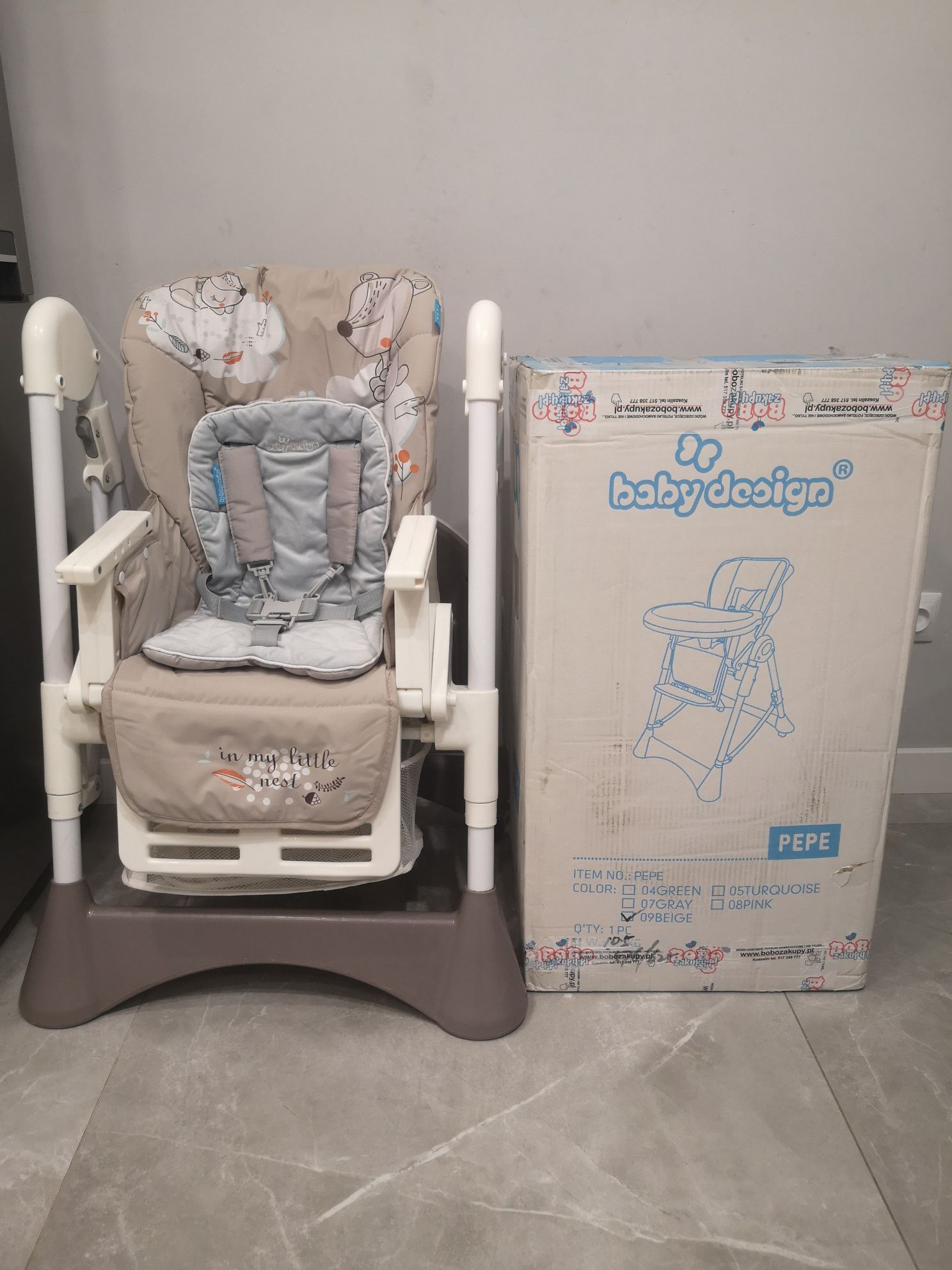 Krzesło krzesełko fotelik do karmienia dziecięce baby design