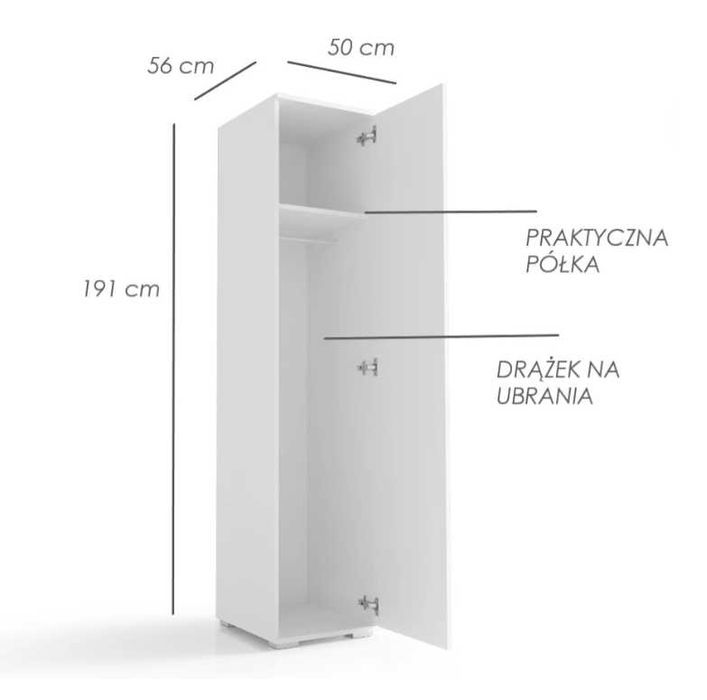 CZYSZCZENIE MAGAZYNU Regał 50 CM + Front W Białym Akrylu –DENVER VK19D