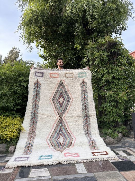 Nowy ręcznie tkany marokański dywan, 100% wełna owcza