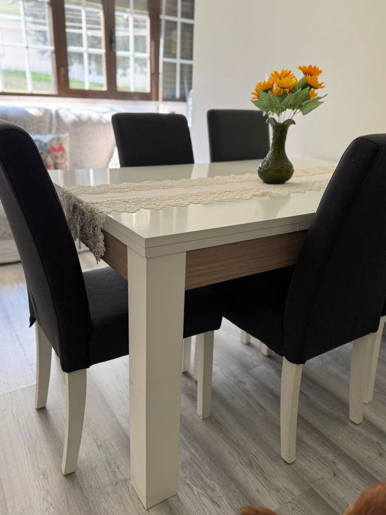 Mesa jantar extensível + 6 cadeiras
