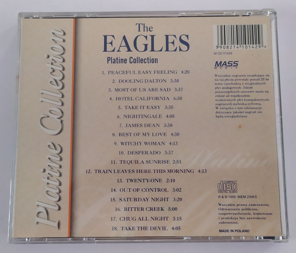 Płyta CD zespołu THE EAGLES - " Platine Collection " - OKAZJA !