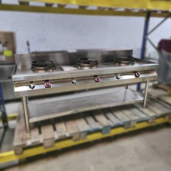 Fogão Wok Navati com 3 queimadores e torneira de água (2000x700x800mm)