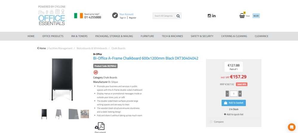 Bi-office ardósia de giz dupla com moldura (122)