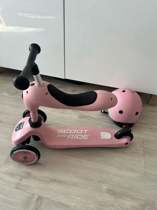 Scoot and ride hulajnoga z jezdzikiem 2w 1 z kaskiem dla dziewczynki