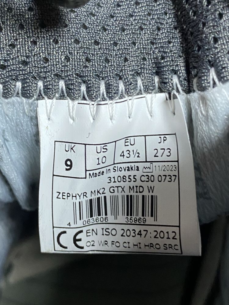 43,5р. Берці ОРИГІНАЛ ботінки Lowa Zephyr MK2 GTX Mid TF Wolf Grey
