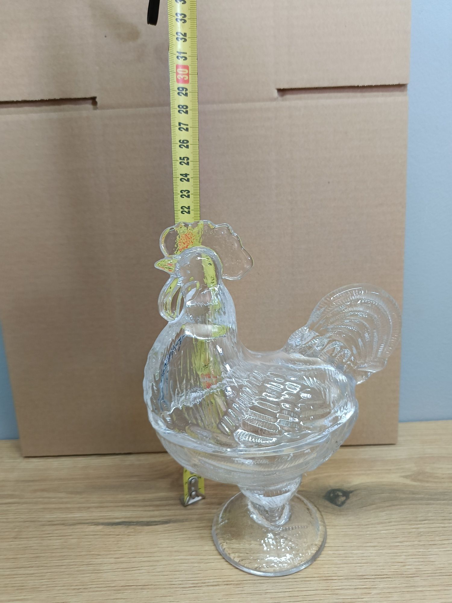 Kogut szklany bombonierka 21 cm