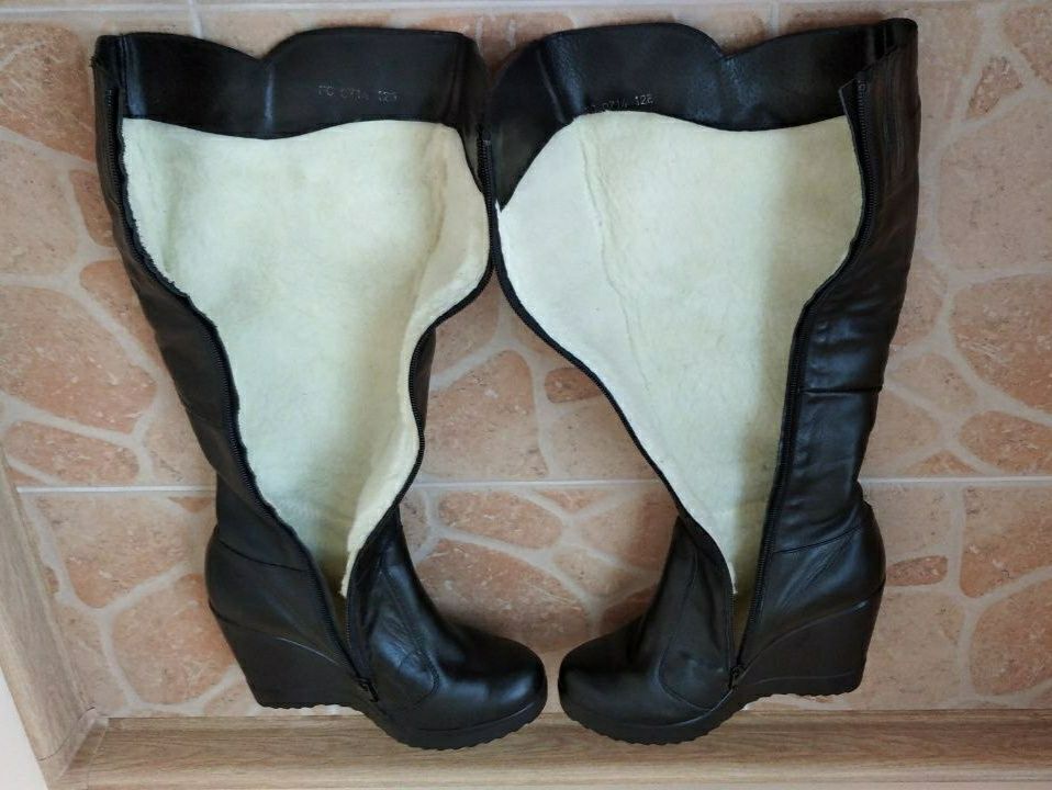 Сапоги кожаные зимние 40р.