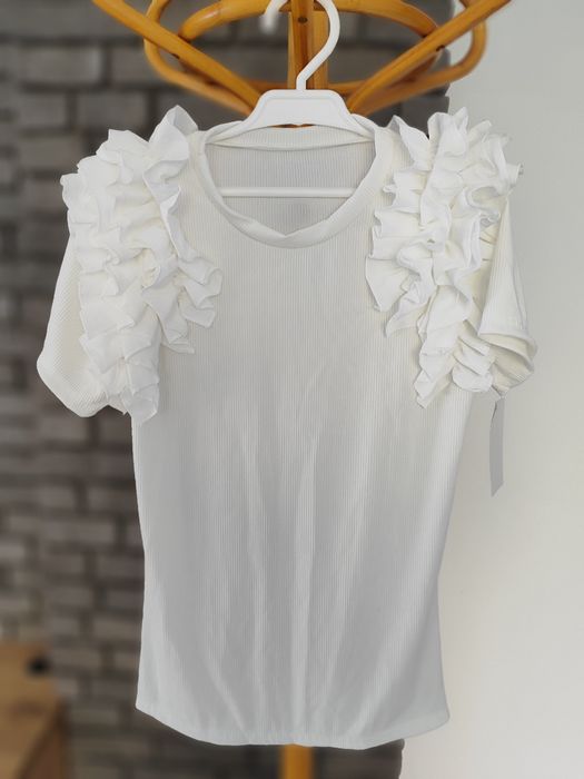 Elegancka biała bluzka dziewczęca nowa 158;